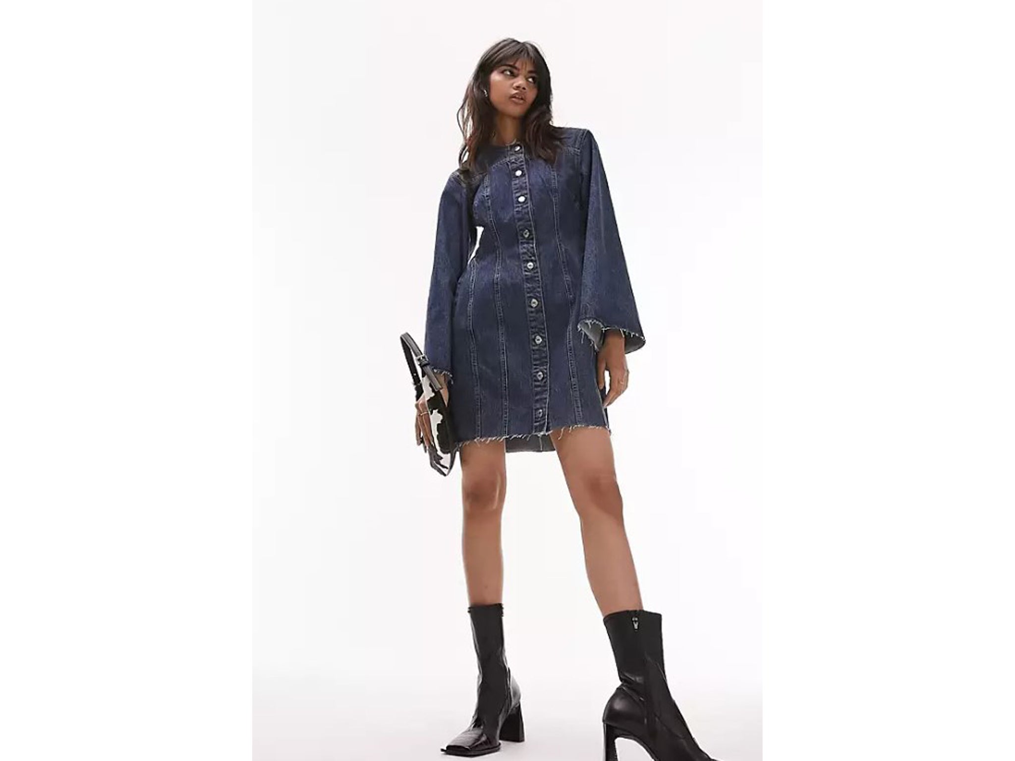 Zara denim dress store with balloon sleeves